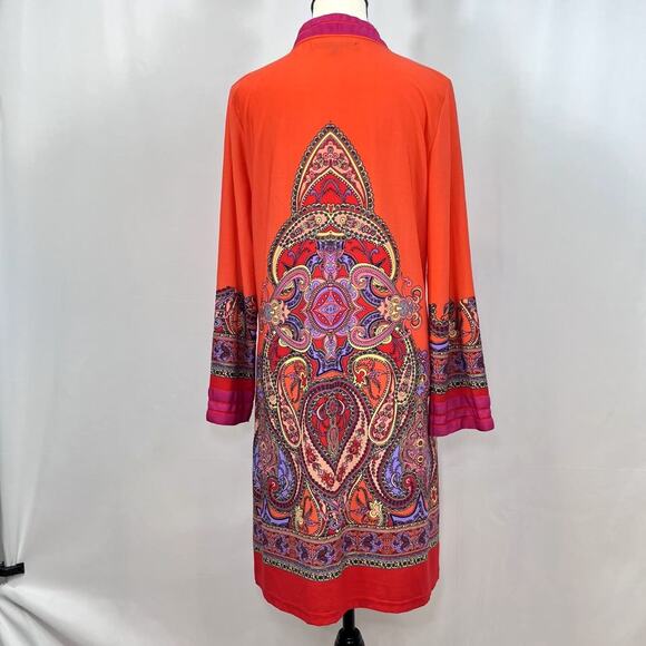 Calessa V neck embellished long sleeve dress tunic orange womens L - Picture 5 of 11